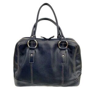 Vintage Ann Taylor Loft Dark Blue Leather Shoulder Bag